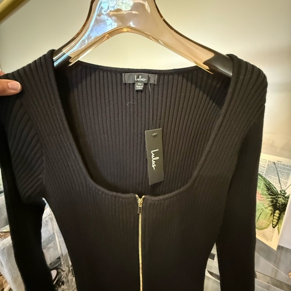 Lulu's Black Ribbed Midi Zippered Dress (NWT) - Picture 8 of 8